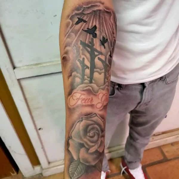 Fear God Tattoo on Forearm