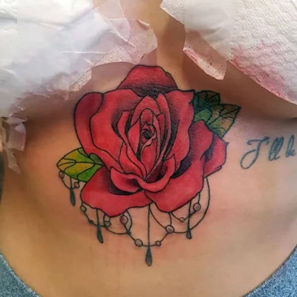 Rose Underboob Tattoo