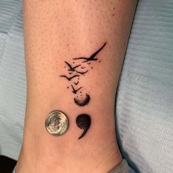 Semicolon Tattoos with Birds