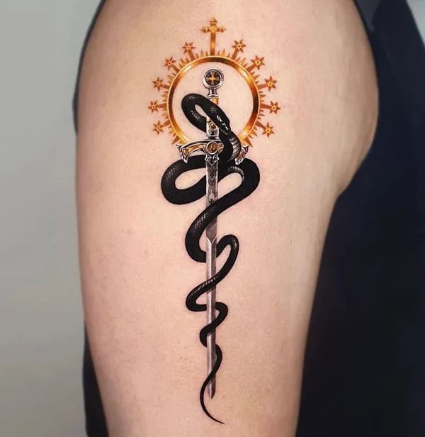 Snake Wrapped Around Sword Tattoo