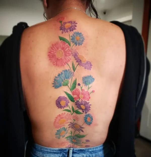 September Birth Flower Back Tattoo