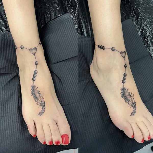 Ankle Rosary Tattoo