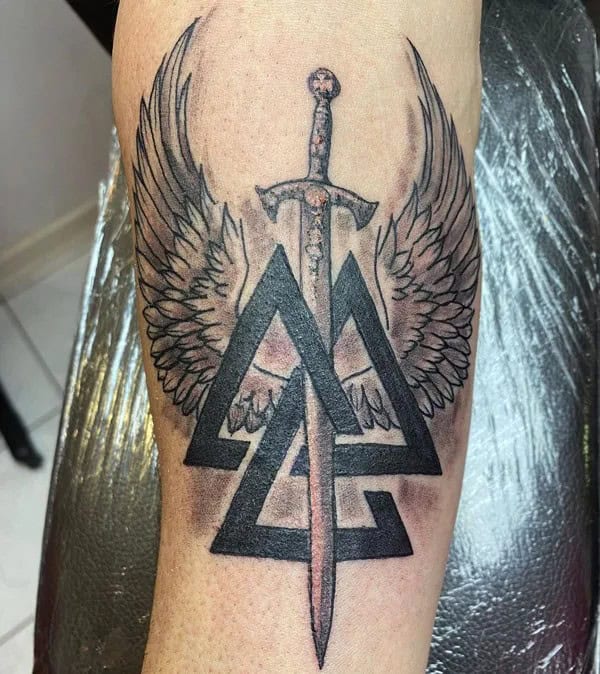 Valknut Angel Wings Tattoo