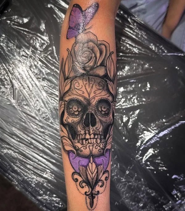 Sugar Skull Forearm Tattoo