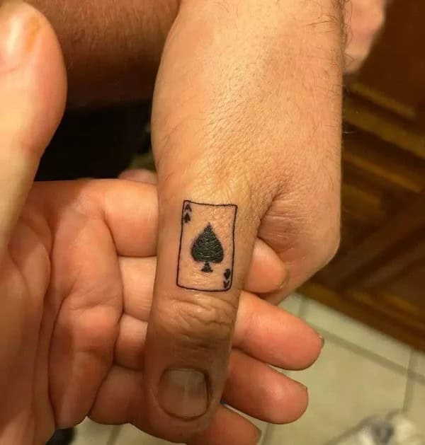 Ace of Spades Finger Tattoo