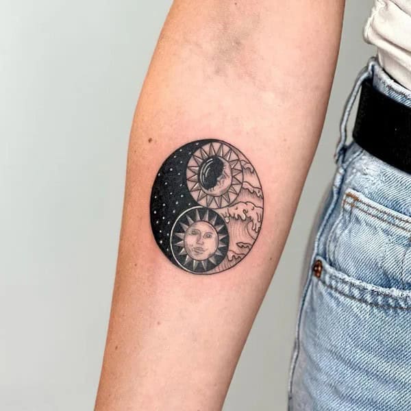 Sun and Moon Yin Yang Tattoo