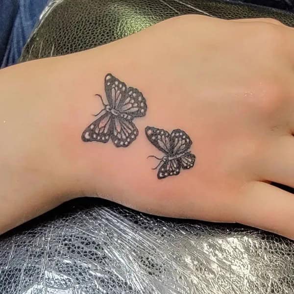 Semicolon Butterfly Hand Tattoo