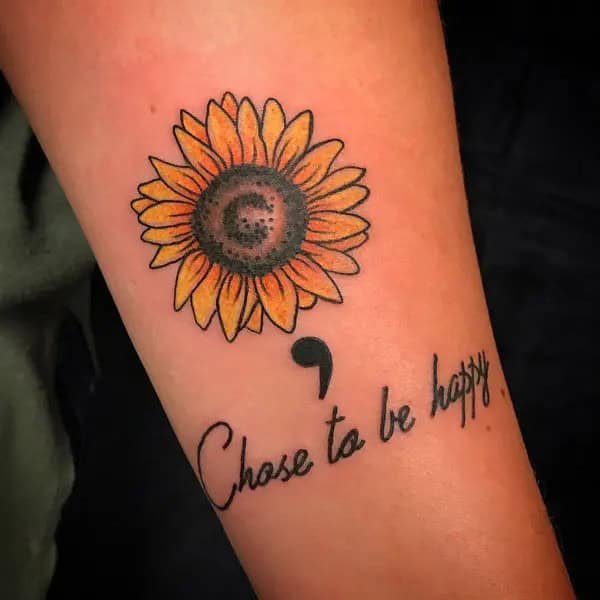 Sunflower Semicolon Tattoo