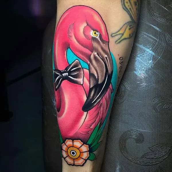 Traditional Flamingo Tattoo