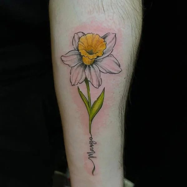 March Birth Flower Name Tattoo