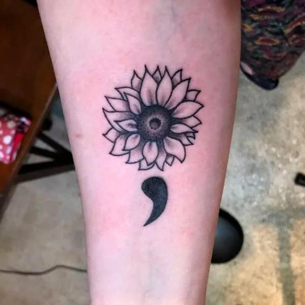 Sunflower Semicolon Tattoo