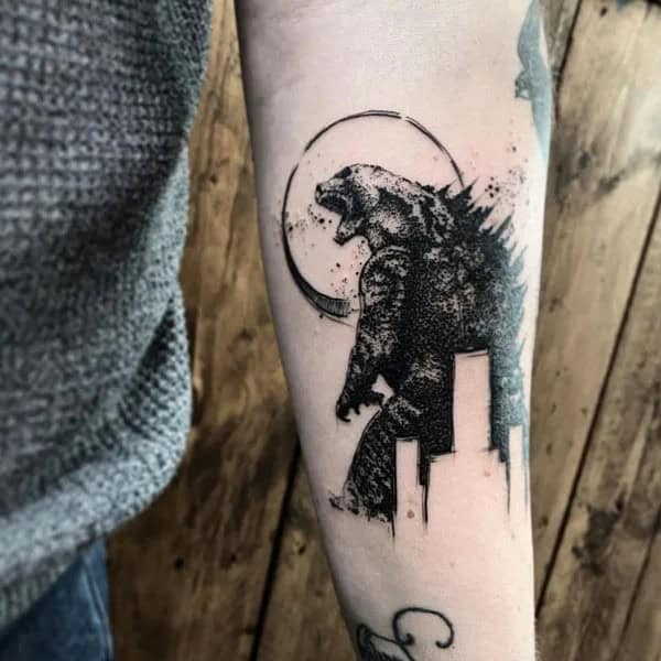 Godzilla vs Ghidorah tattoo