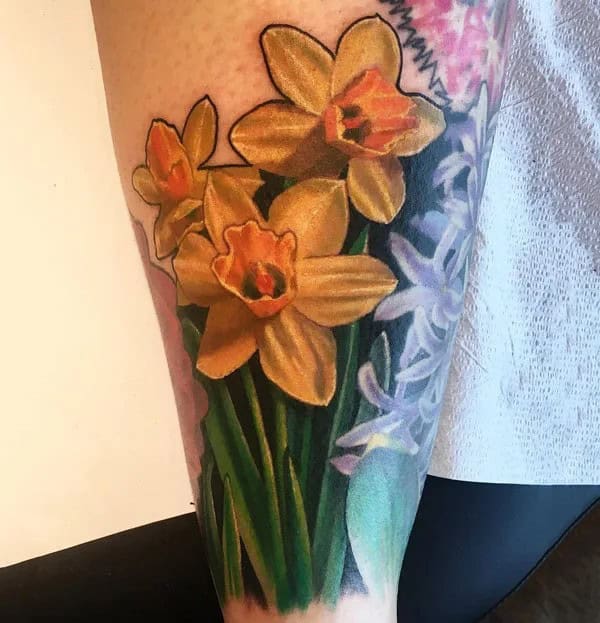 Realistic Daffodil Tattoo