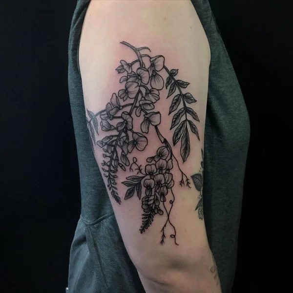 Wisteria Thigh Tattoo