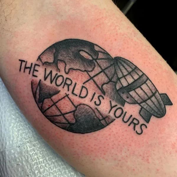 “The World Is Yours” Finger Tattoo