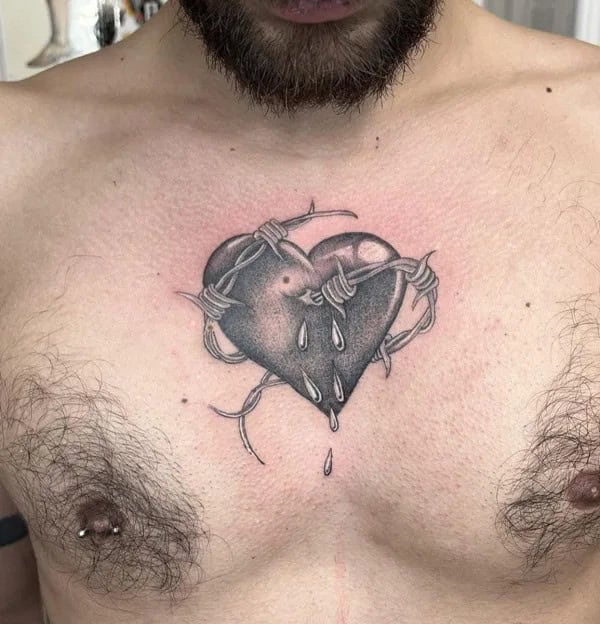 Barbed Wire Chest Tattoo