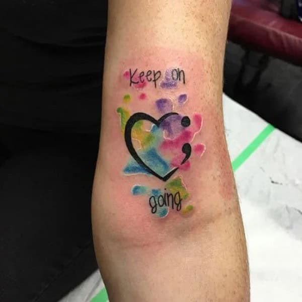 Semicolon Heart Tattoo