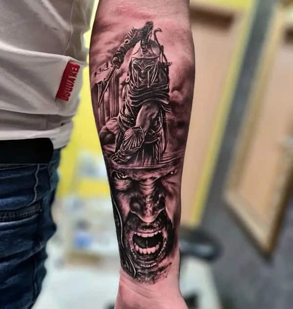 Realistic Spartan Tattoo