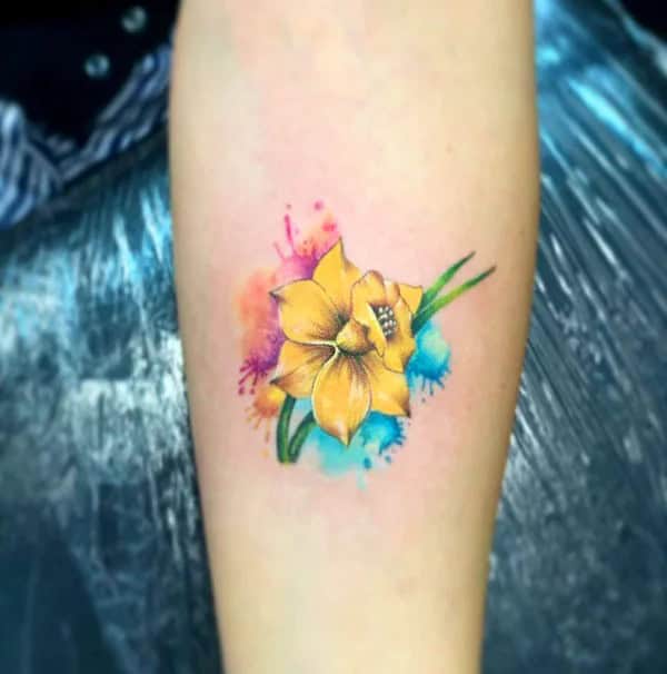 Watercolor Daffodil Tattoo