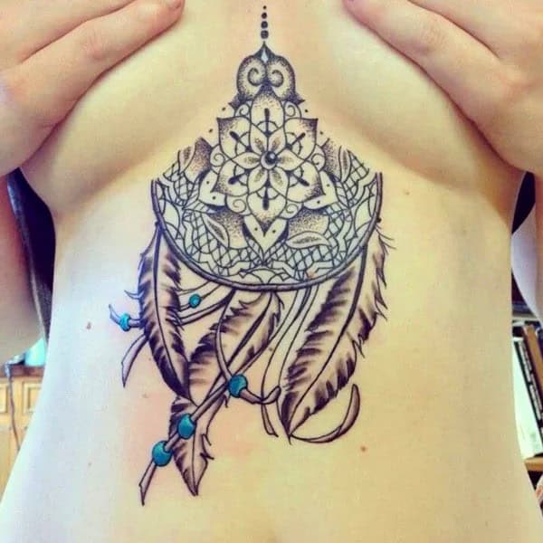 Dream Catcher Tattoo Under Breast