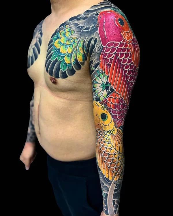 Koi Fish Sleeve Tattoo