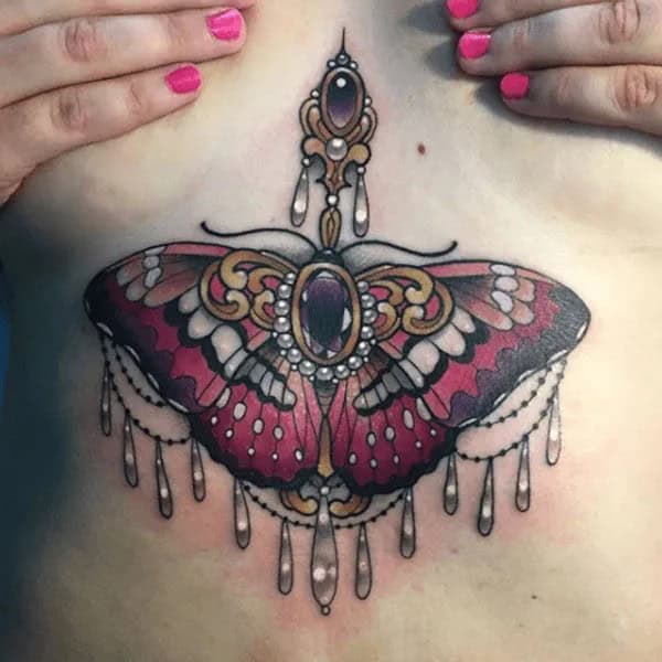 Butterfly Underboob Tattoo