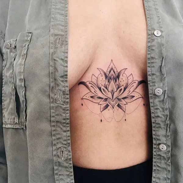 Lotus Sternum Tattoo