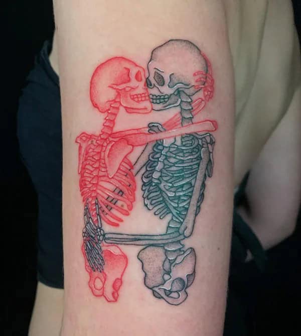 Skeleton Kissing Tattoo