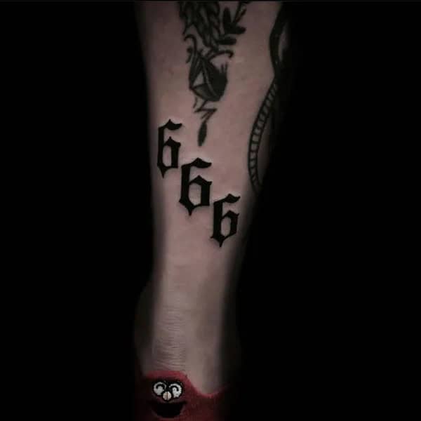 666 Leg Tattoo