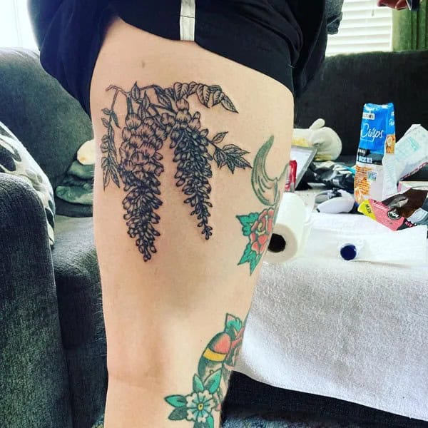 Wisteria Thigh Tattoo