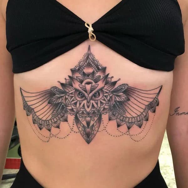 Owl Tattoo Under Breast