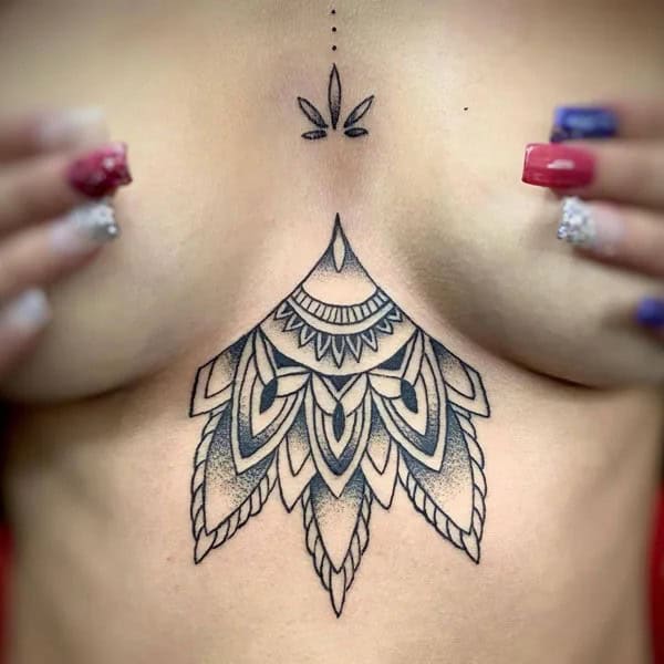 Tribal Tattoo Under Breast