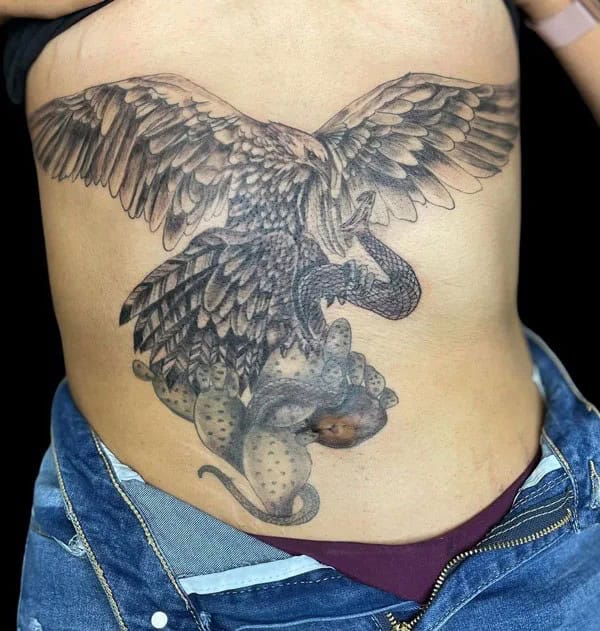 Mexican Eagle Chest Tattoo