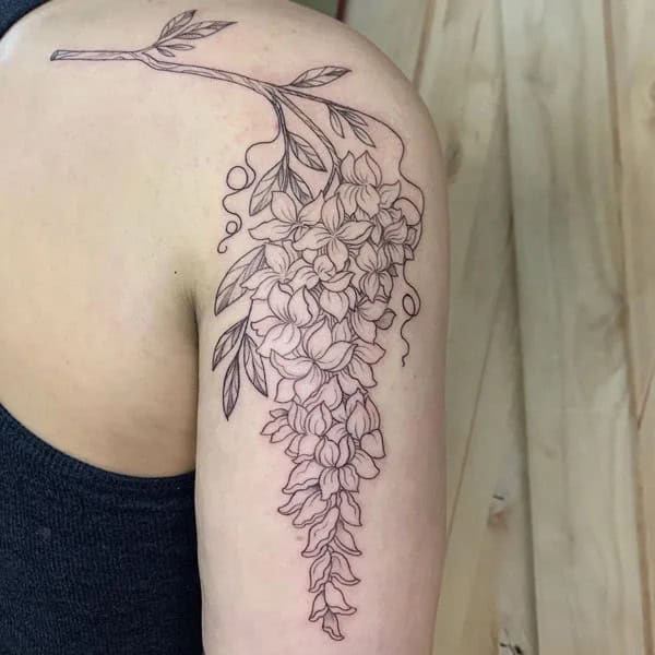 Wisteria Thigh Tattoo