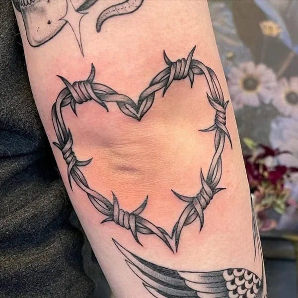 Heart Barbed Wire Tattoo