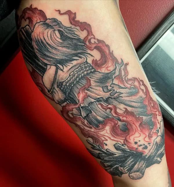 Burning Witch Tattoo