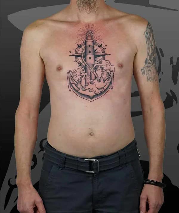 Lighthouse Chest Tattoo