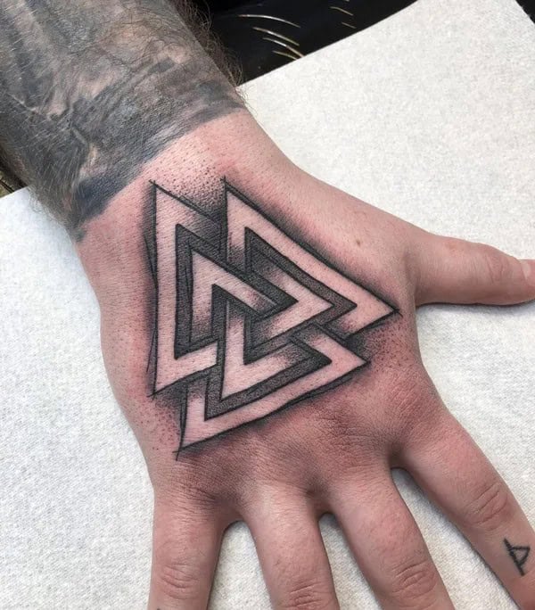 Valknut Hand Tattoo