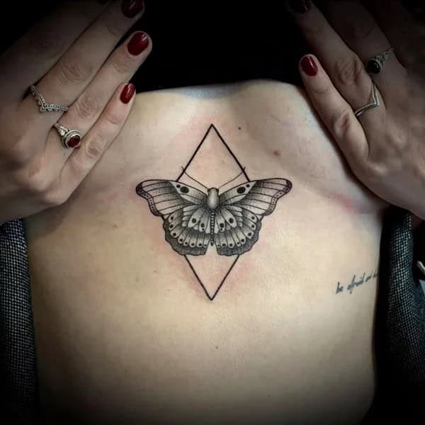 Butterfly Underboob Tattoo