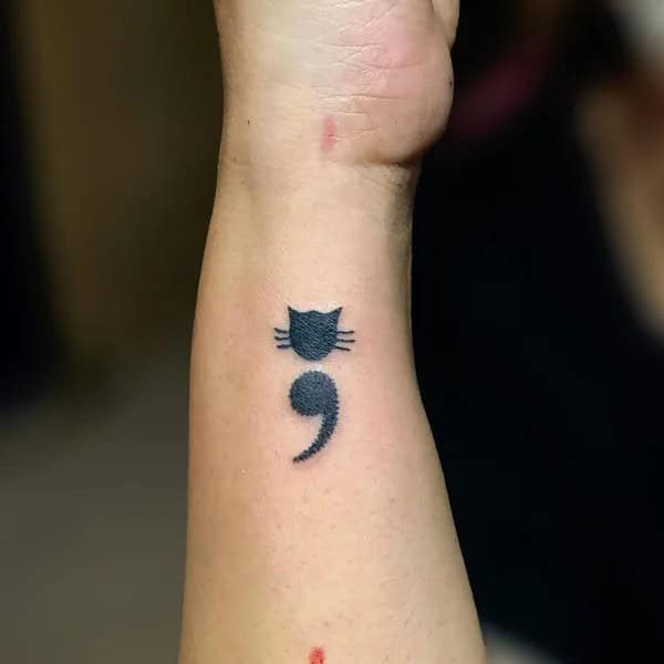 Cat Semicolon Tattoo