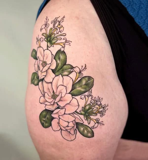 Honeysuckle and Magnolias Tattoo