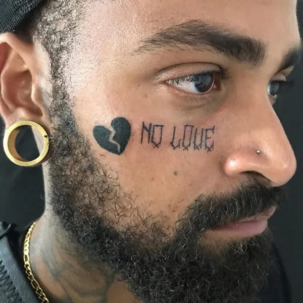 No Love Tattoo On Face