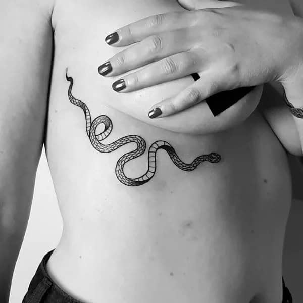 Snake Tattoo Under Breast