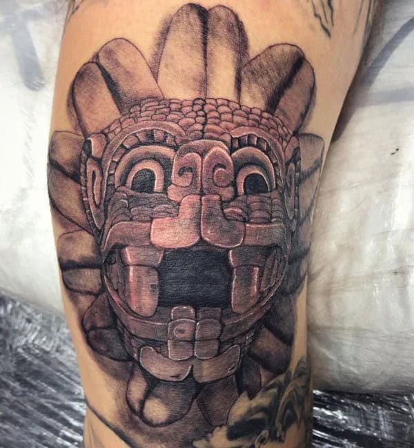 Aztec Knee Tattoo