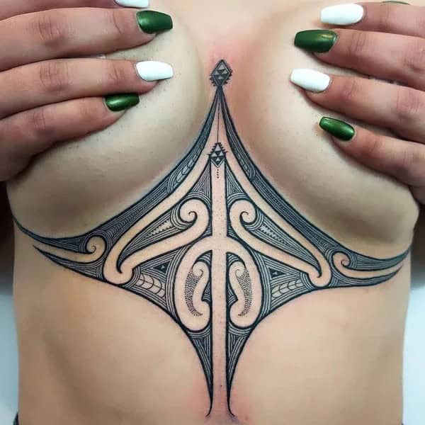 Tribal Tattoo Under Breast