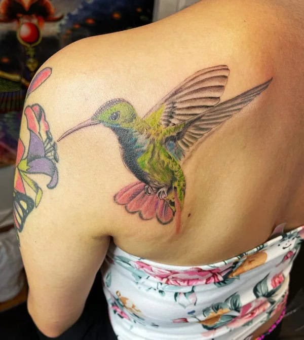 Hummingbird Back Tattoo