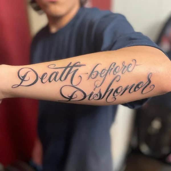 Death Before Dishonour Bicep Tattoo