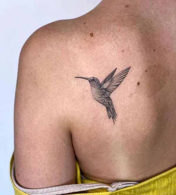 Hummingbird Back Tattoo