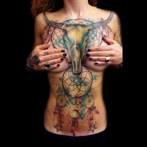 Dream Catcher Tattoo Under Breast