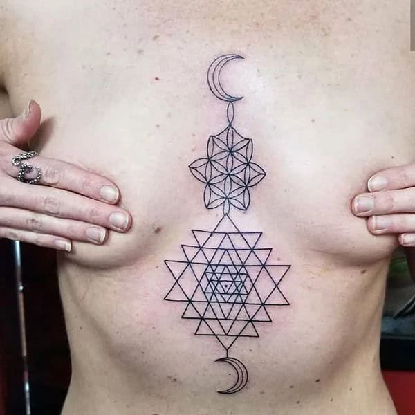 Geometric Tattoo Under Breast